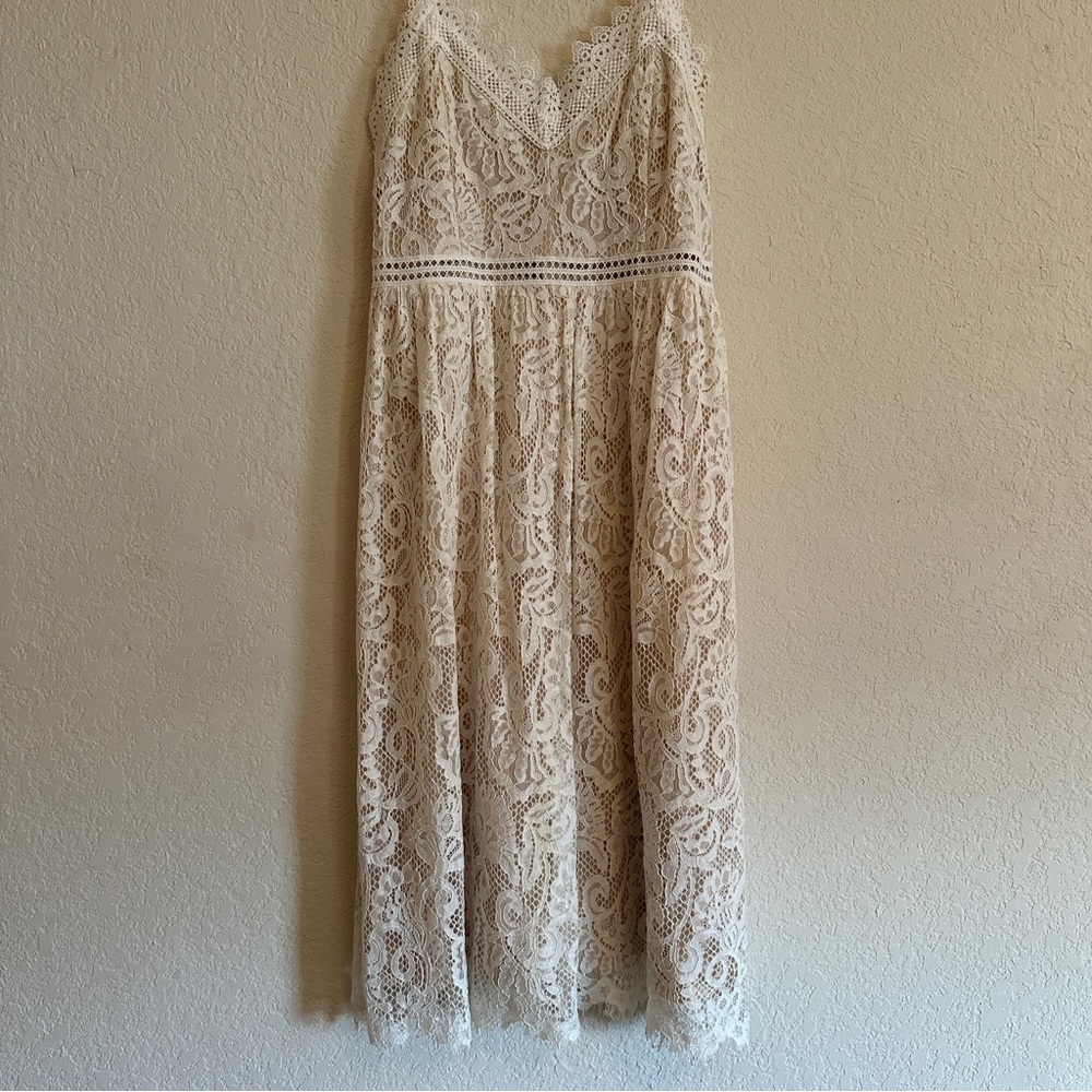 Stunning White Lace Midi Dress